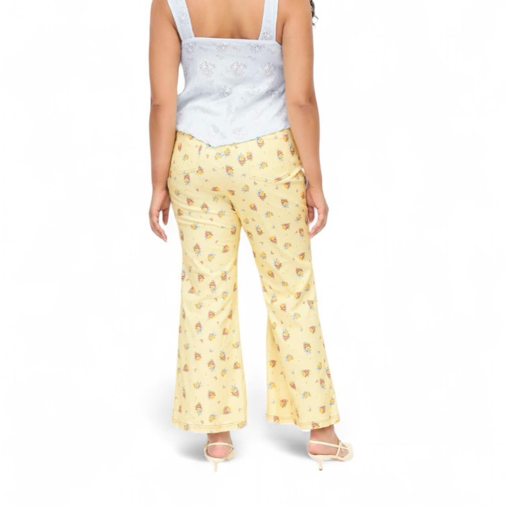Cider Cotton-Blend Low-Rise Ditsy Floral Flared Trousers - Picture 3 of 8